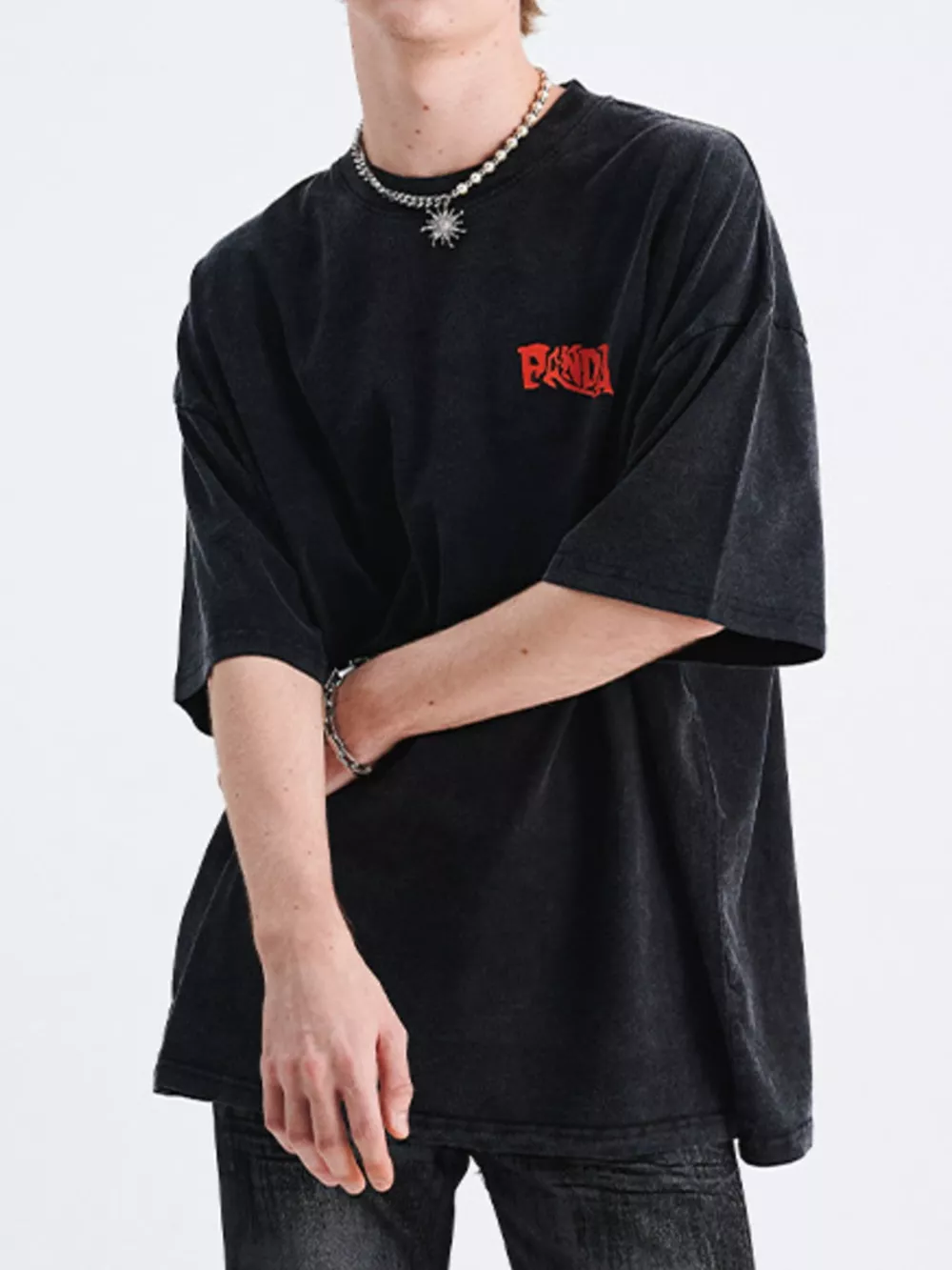 Men's Washed Graphic Oversized T-Shirt, image 2