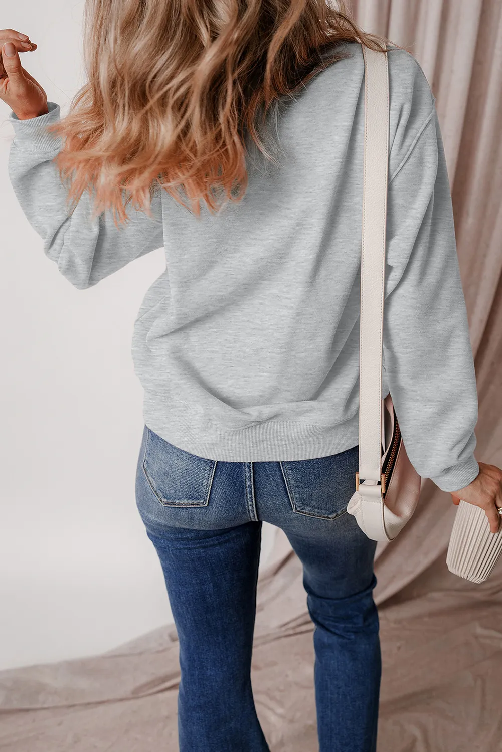 Graphic Round Neck Long Sleeve Sweatshirt, image 2