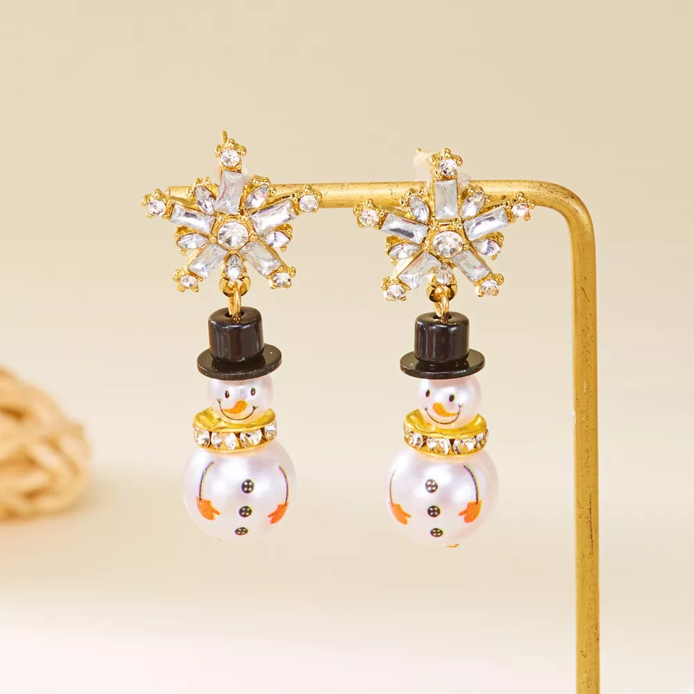Christmas Snowman Drop Earrings, image 3