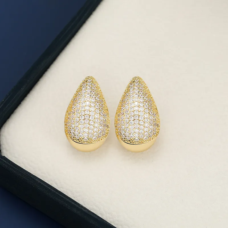 18K Gold-Plated Zircon Teardrop Earring, image 4
