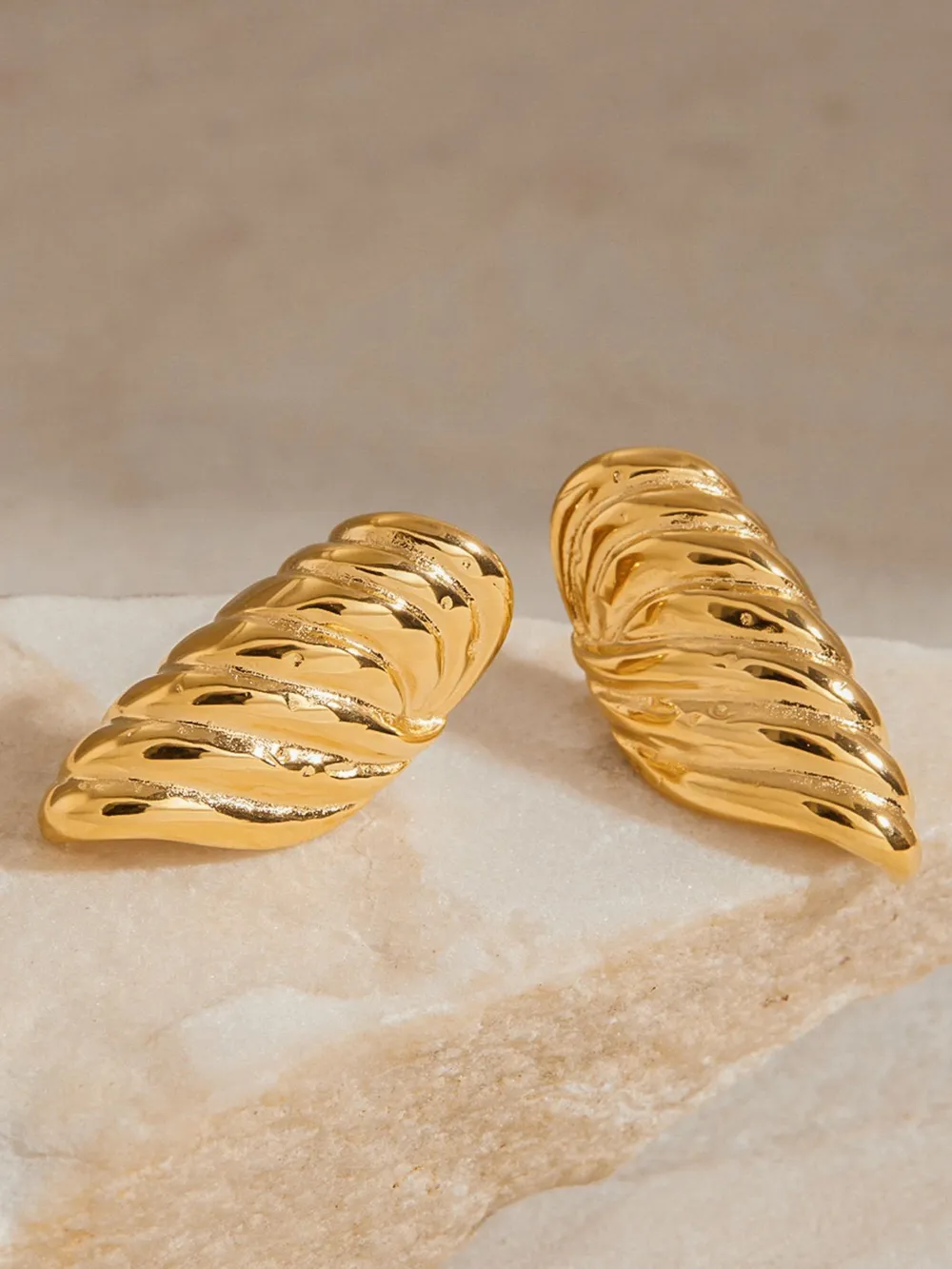 18K Gold-Plated Angel Wing Stud Earrings, image 5
