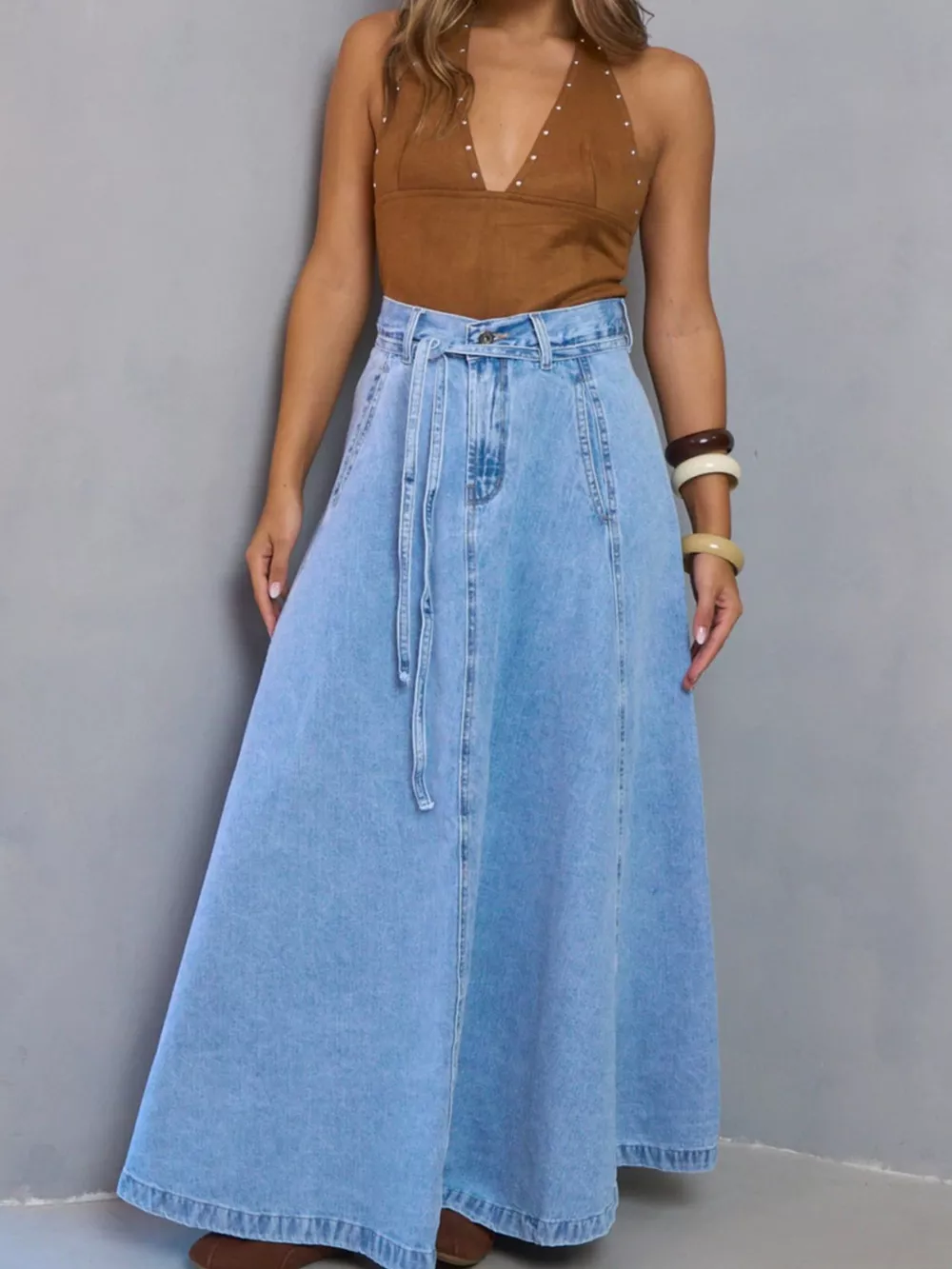 High-Waisted Denim Skirt, image 2