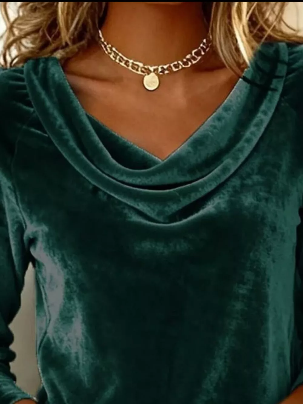 Velvet Cowl Neck Long Sleeve T-Shirt, image 8