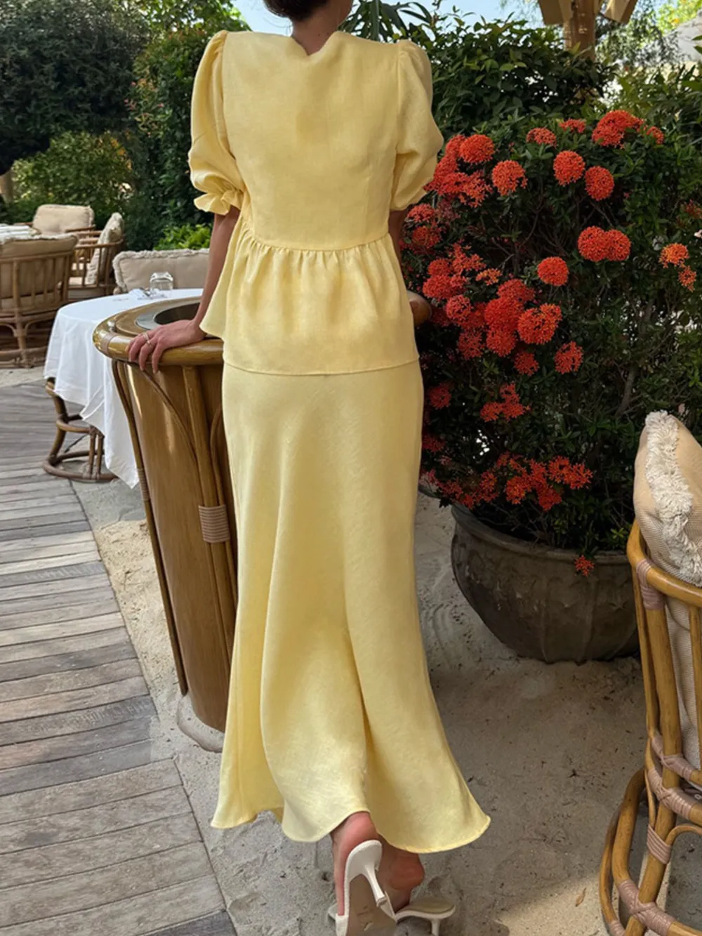 Tie Front Peplum Top and Skirt Set, image 9