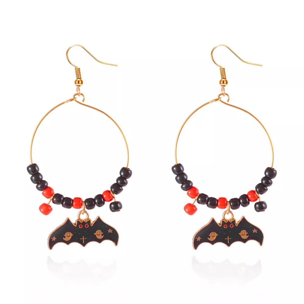 Halloween Bat Charm Hoop Earrings, image 5