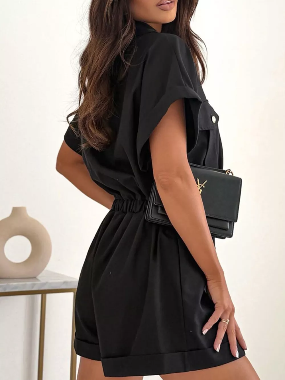 Button Front Short Sleeve Shirt and Shorts Set, image 3