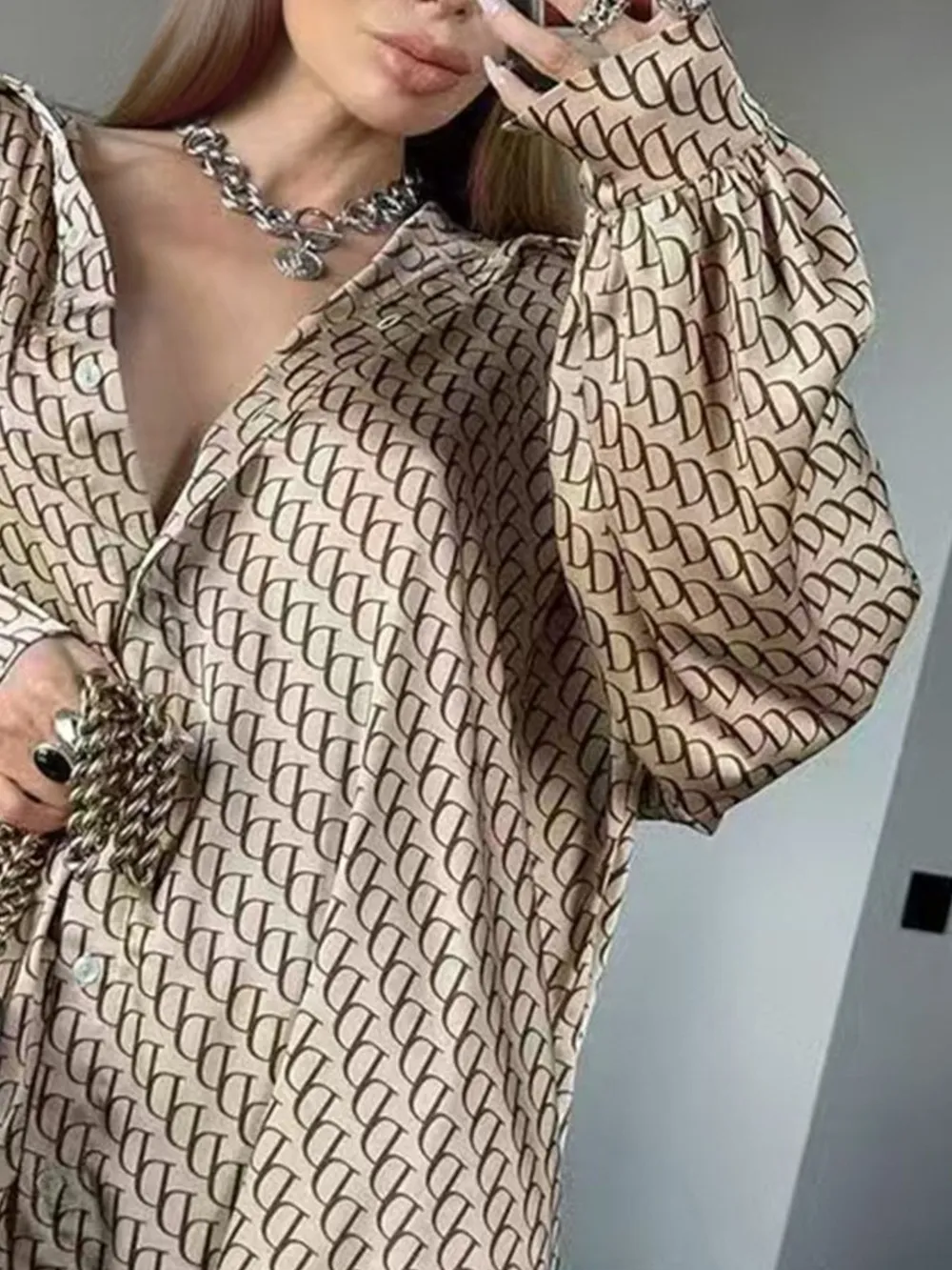 Printed Button Up Shirt and Pants Set, image 6