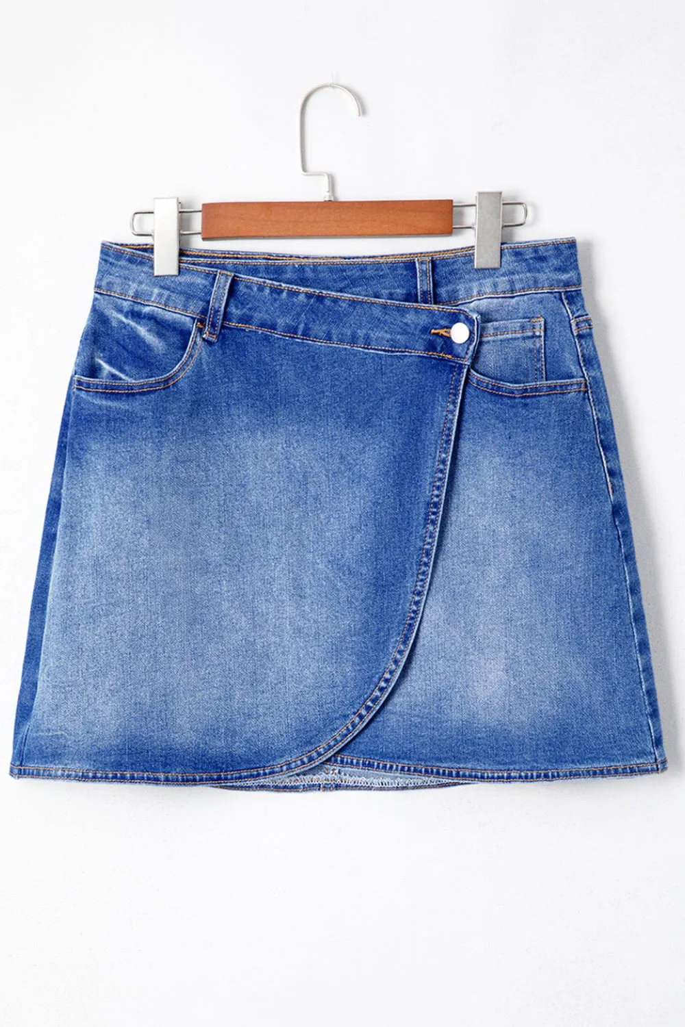 Wrapped Crossed Waist Denim Mini Skirt, image 6