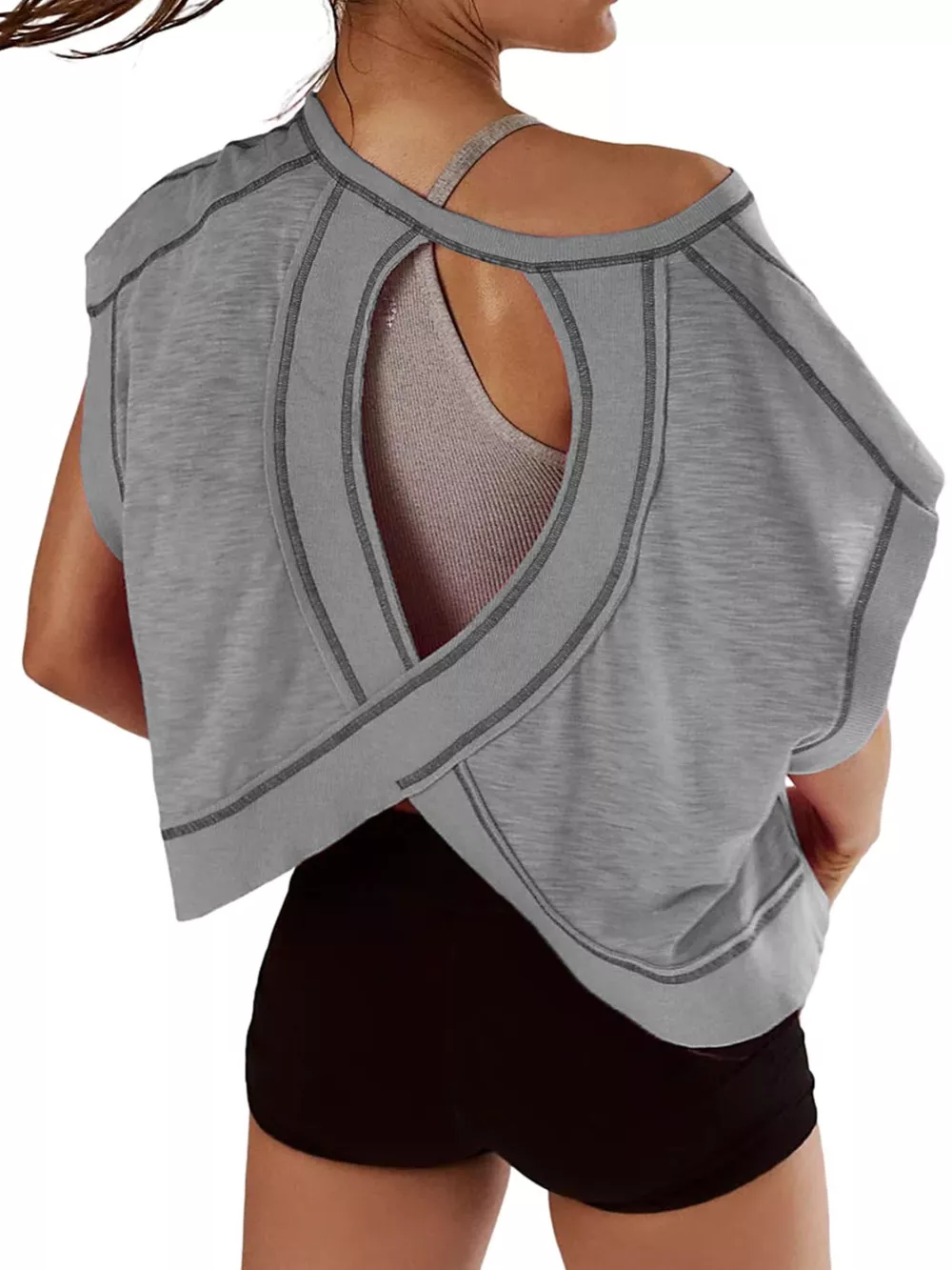 Cutout Back Short Sleeve T-Shirt, image 12