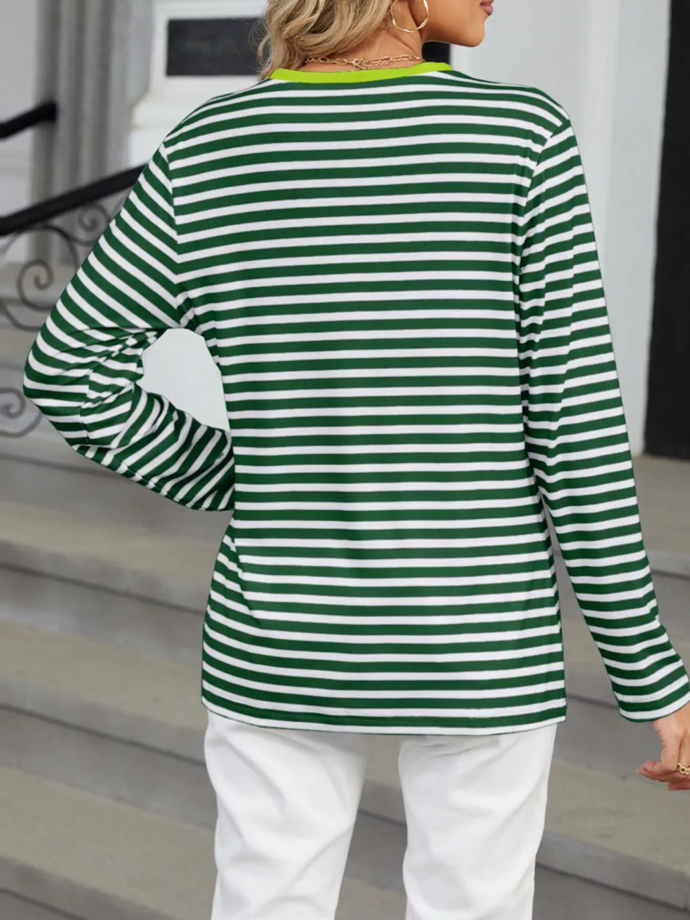Striped Long Sleeve Henley T-Shirt, image 15