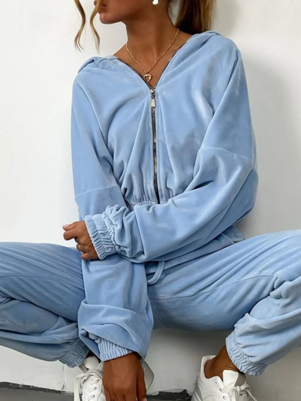Zip Up Long Sleeve Top and Pants Set, image 3