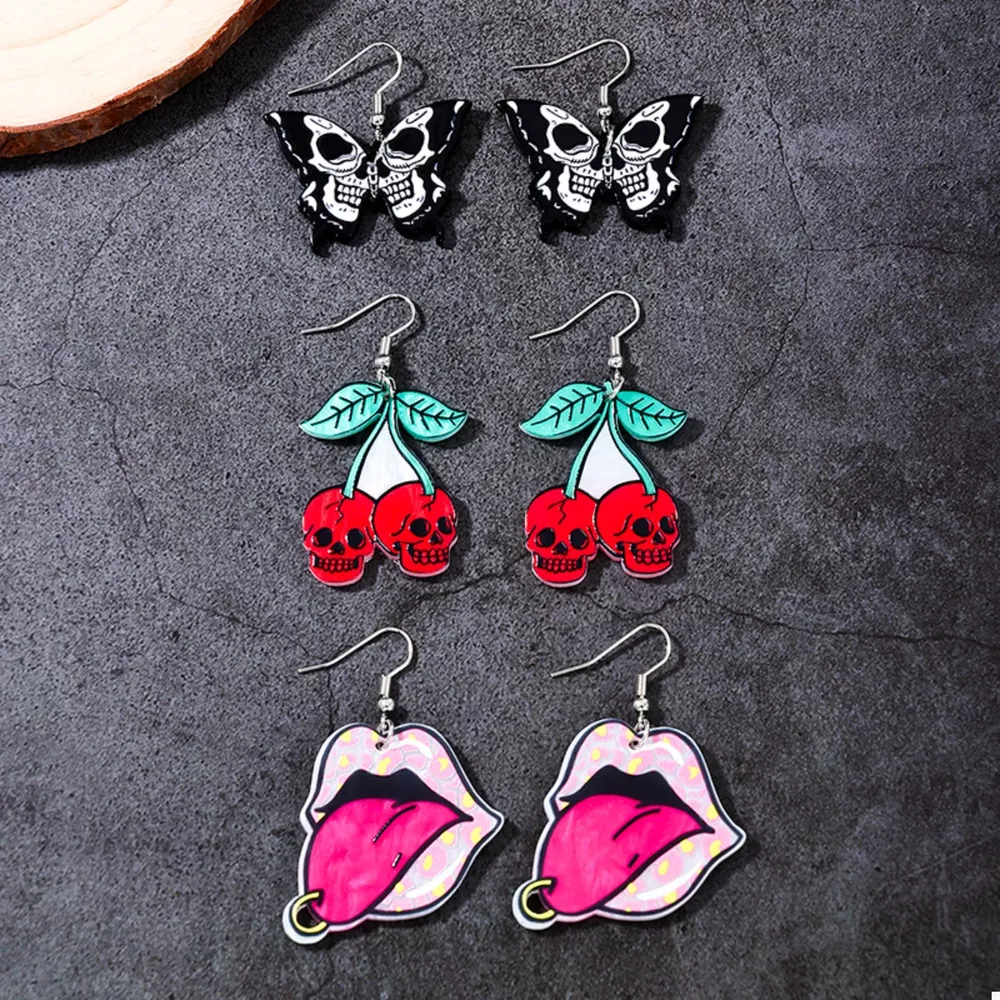 3 Piece Halloween Funky Cartoon Acrylic Dangle Earrings, image 2