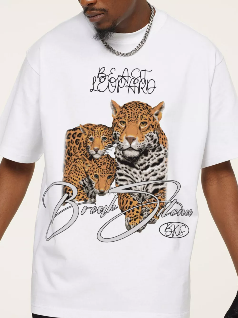 Men's Vintage Leopard Graphic Round Neck T-Shirt, image 4