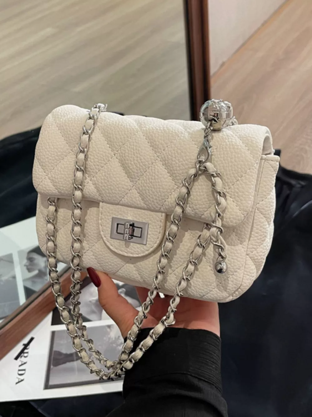 Quilted Chain Crossbody Bag, image 10