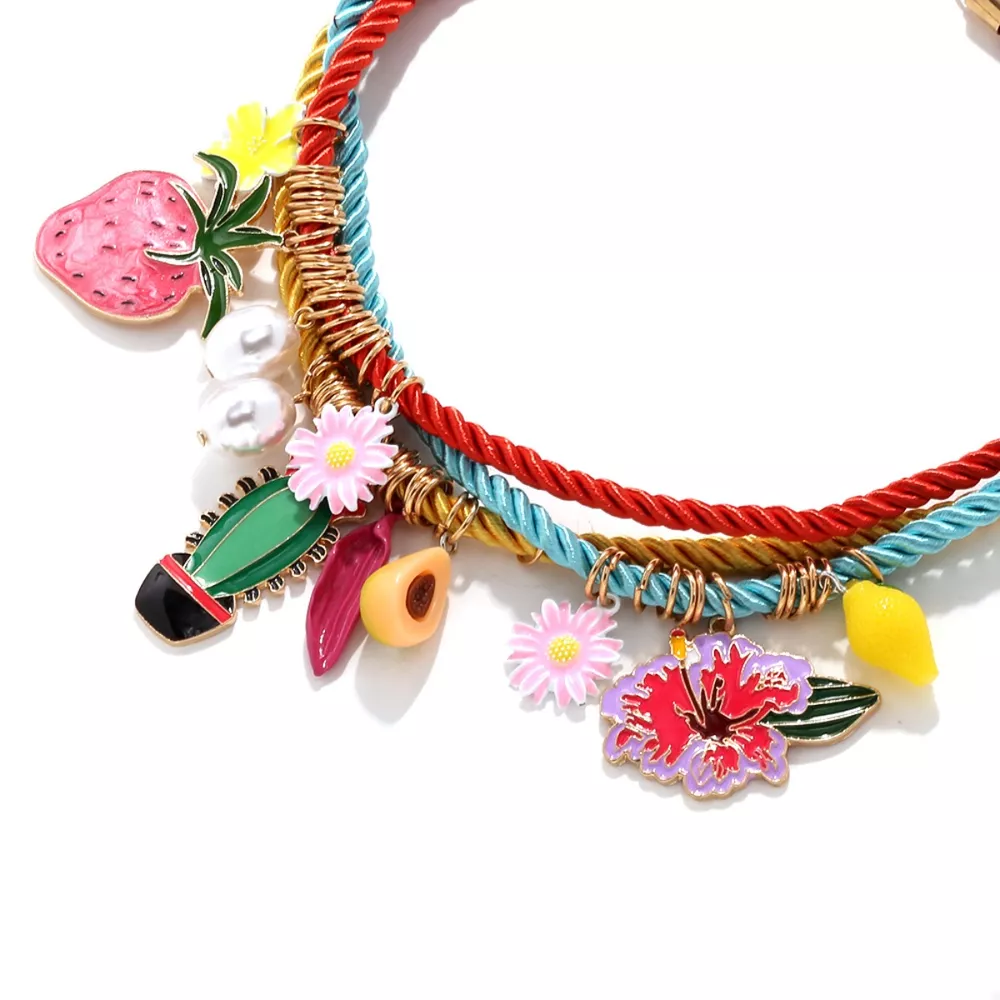 3 Piece Colorful Rope Charm Necklace, image 6