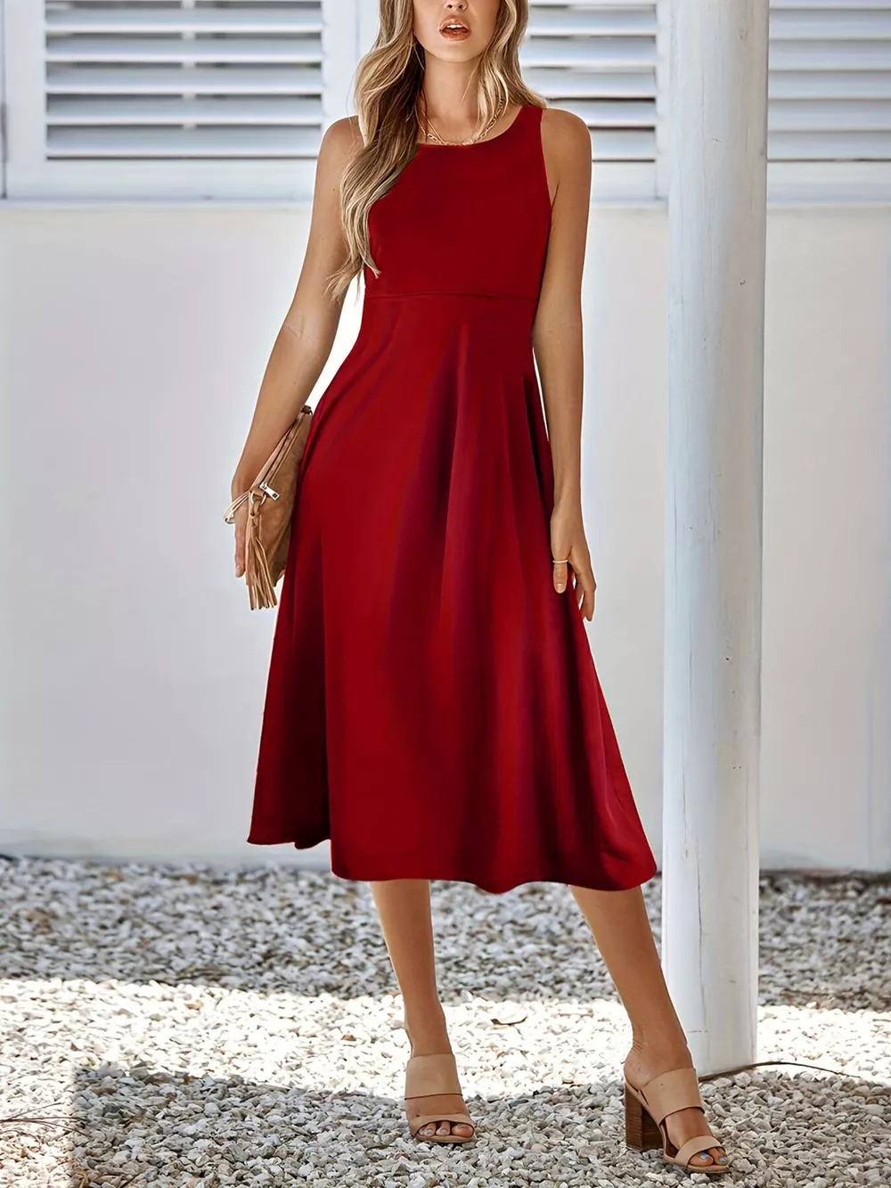 Sleeveless A-Line Midi Dress, image 14