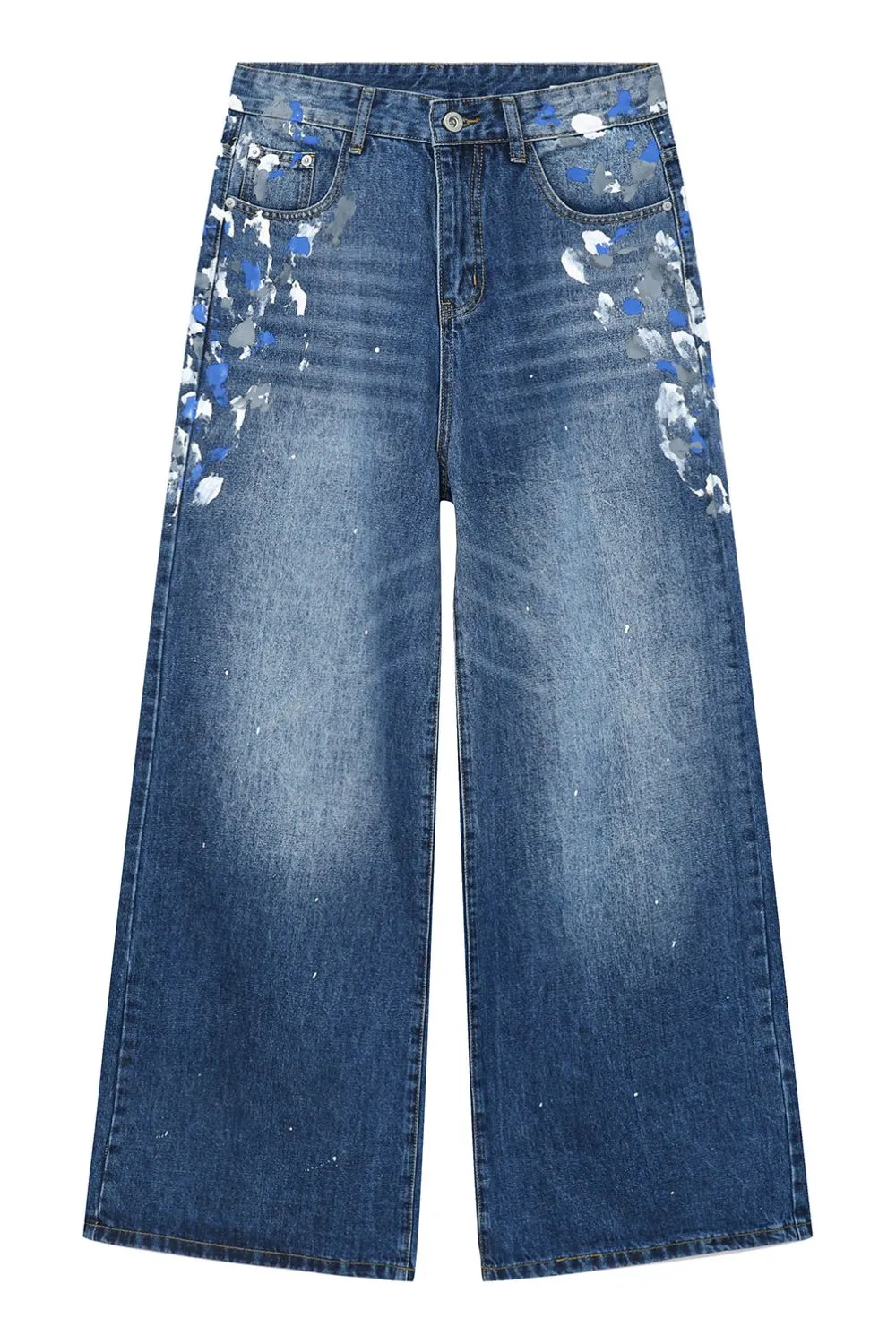 Watercolor Wide Leg Jeans with Pockets, image 5