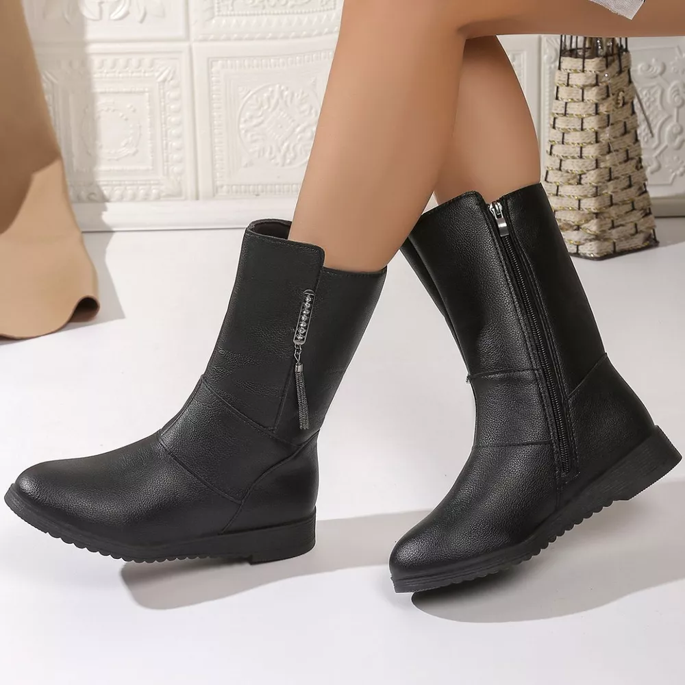 Round Toe Side Zip Boots, image 3
