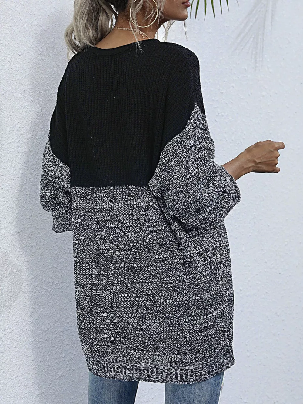Color Block Long Sleeve Oversized Sweater, image 10