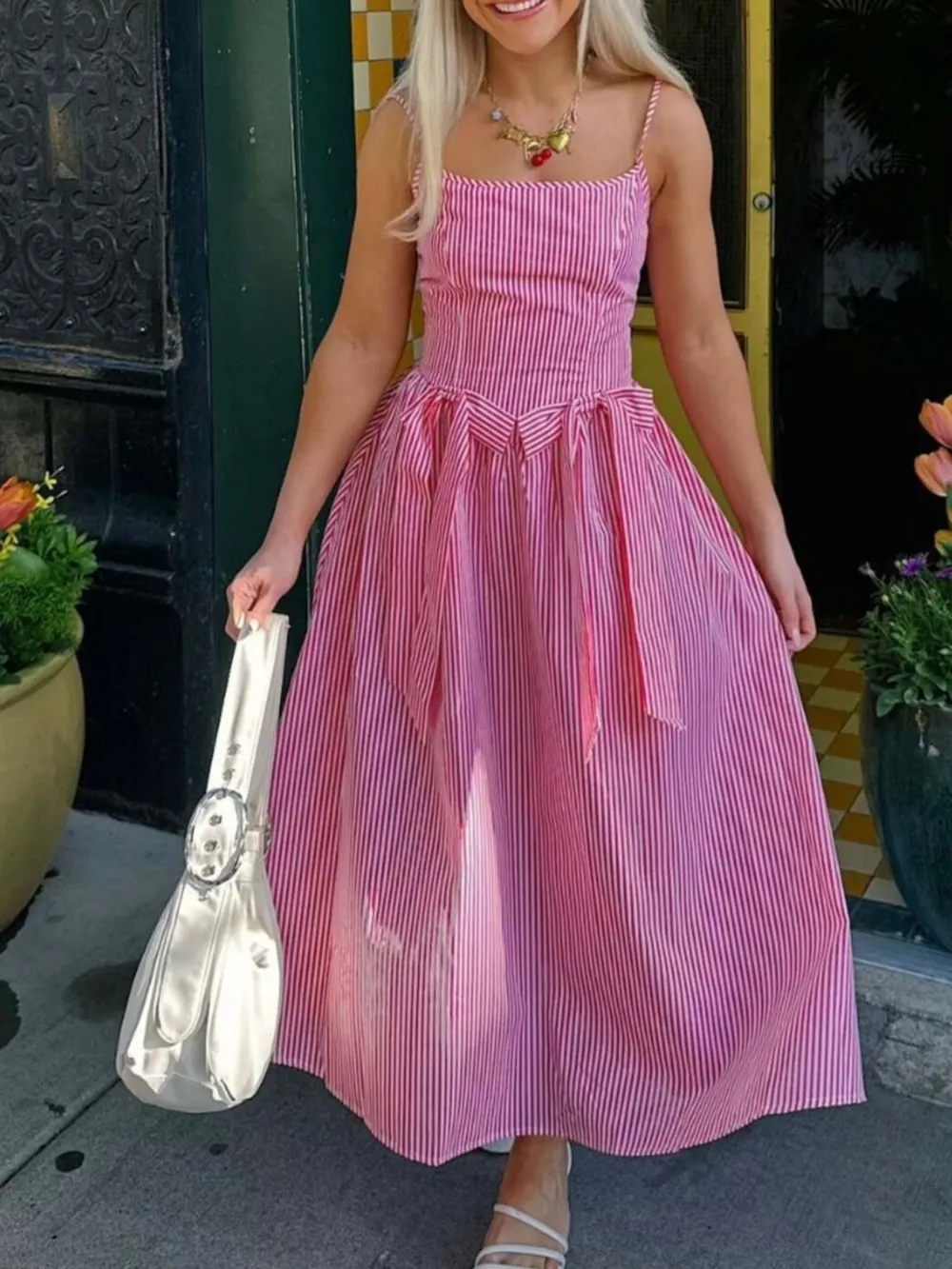 Bow Detail Midi Cami Dress, image 15