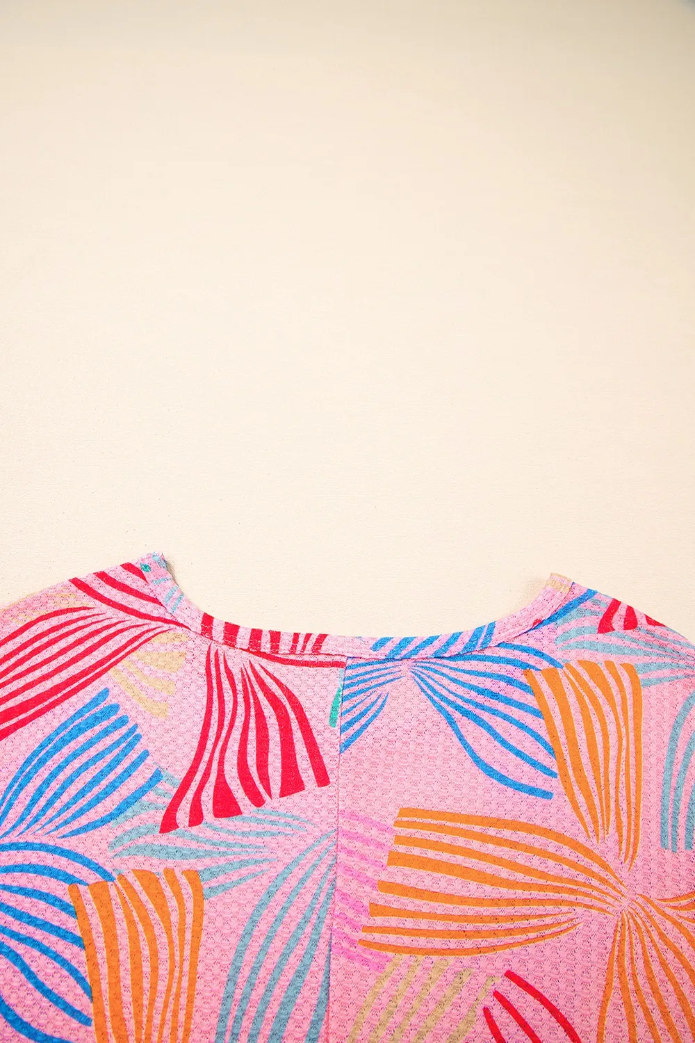 Printed Waffle Knit Oversized T-Shirt, image 5