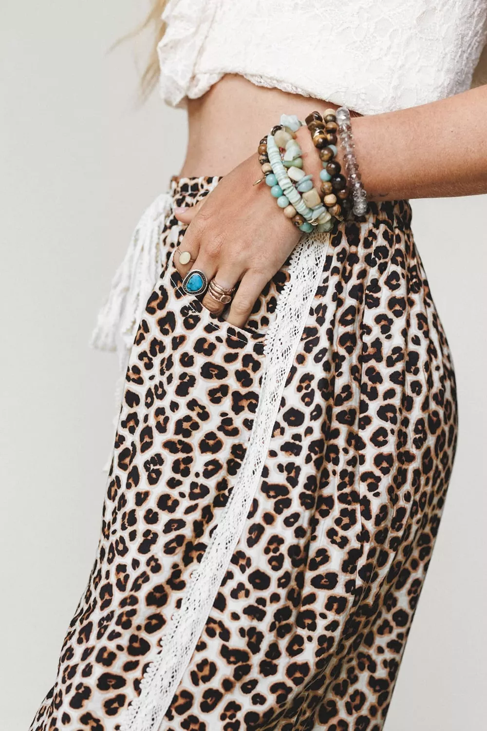 Leopard Print Ankle-Length Elastic Waist Pants, image 4
