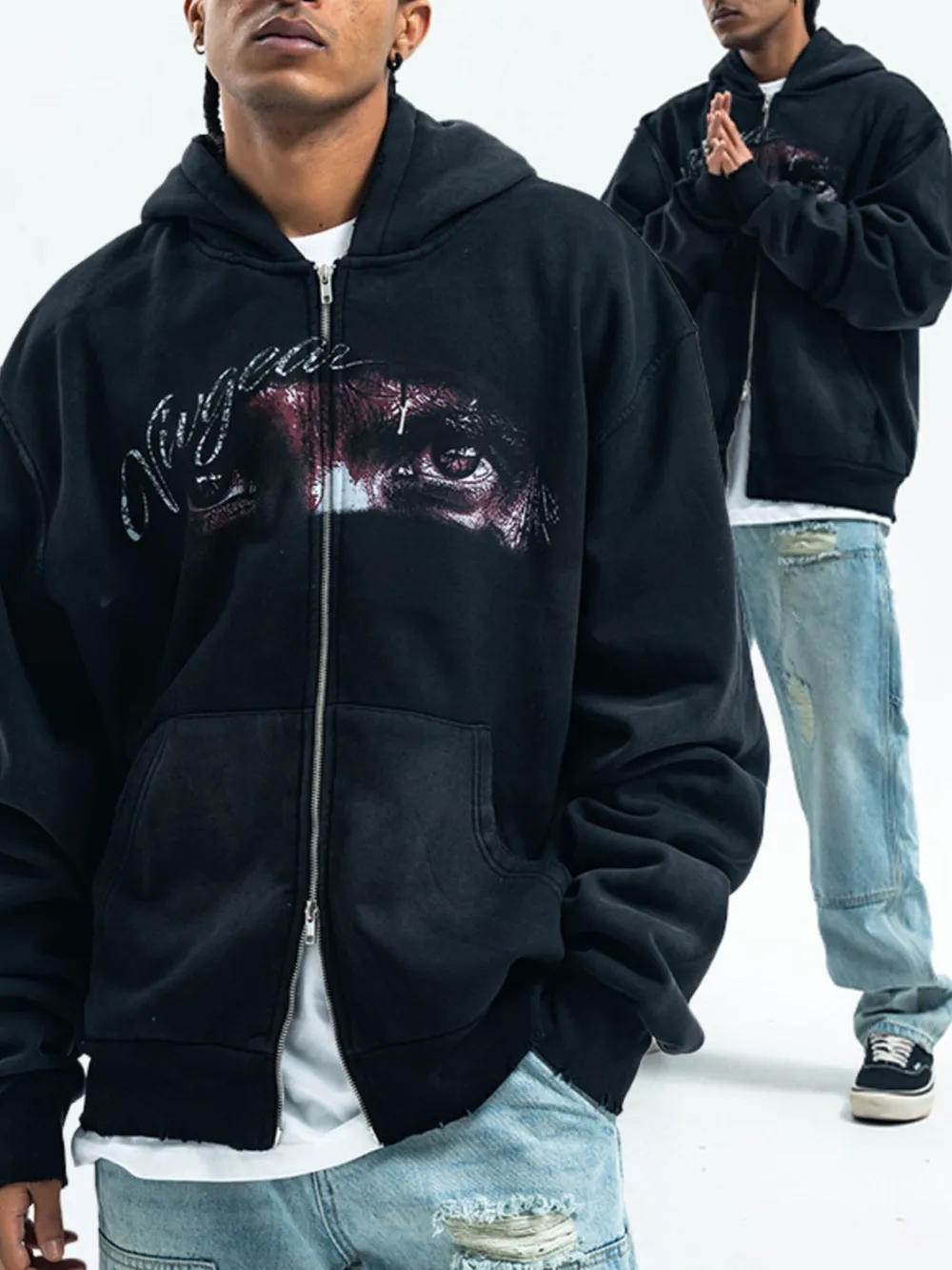 Men's Graphic Zip-Up Hoodie with Pockets, image 4