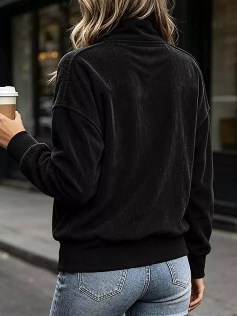 Full Size Quarter Snap Kangaroo Pocket Sweatshirt Plus Size, image 4