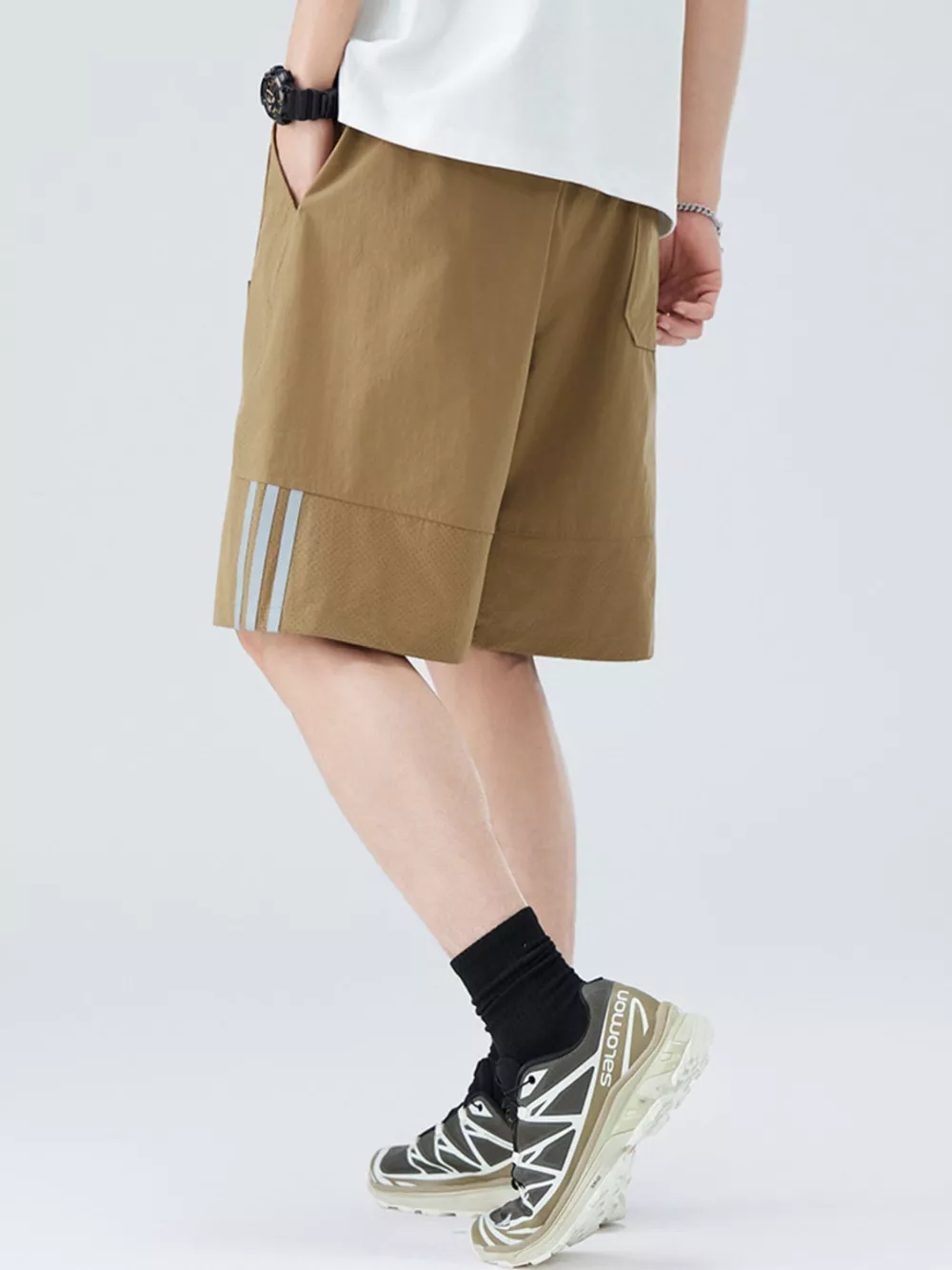 Men's Plus Size Casual Striped Shorts, image 7