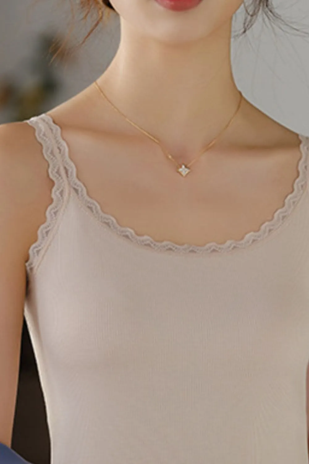 Lace Trim Scoop Neck Cami Top, image 12