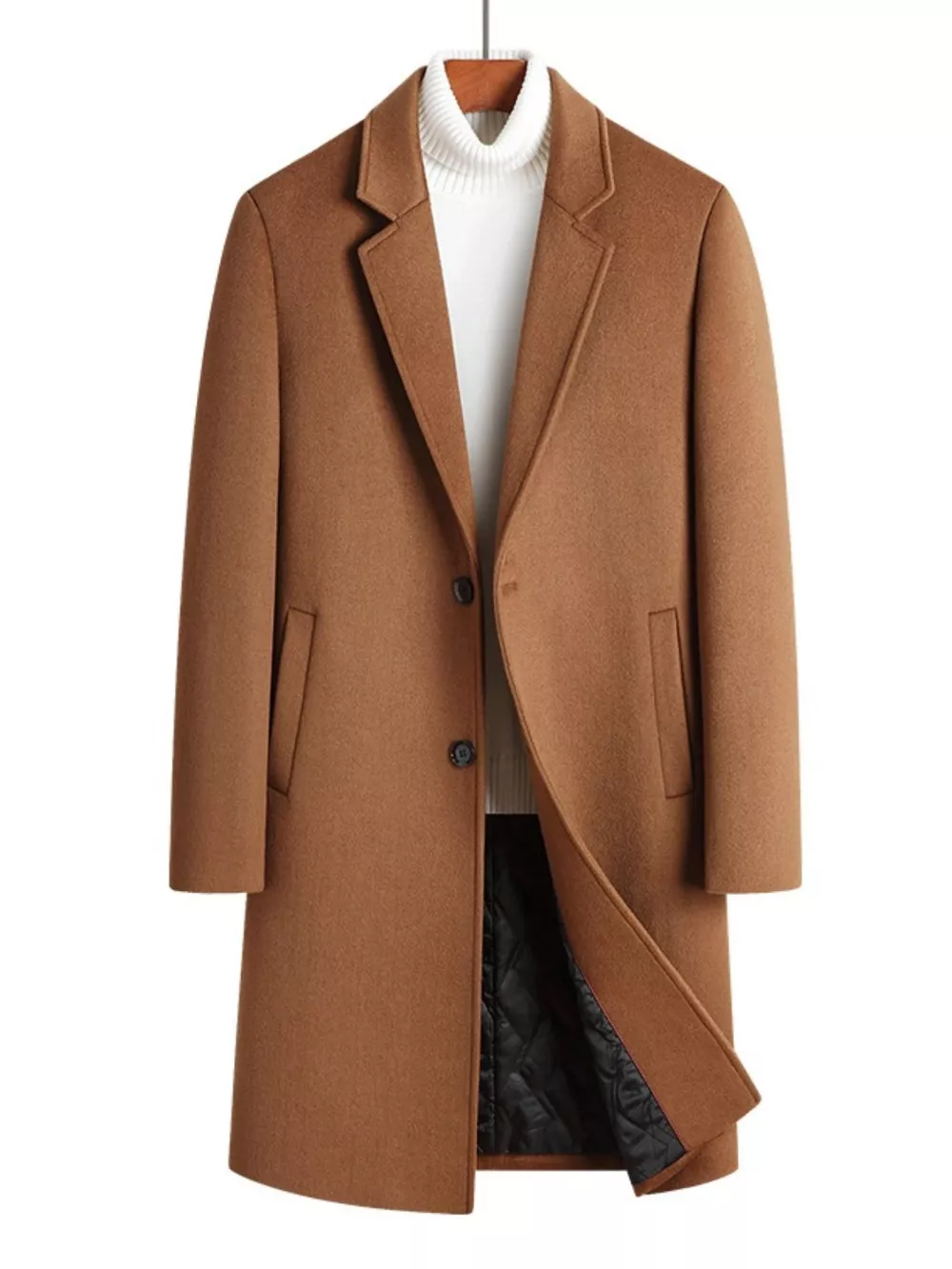 Men's Plus Size Classic Button Up Overcoat, image 4