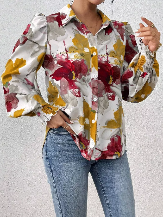 Floral Print Long Sleeve Shirt, image 14