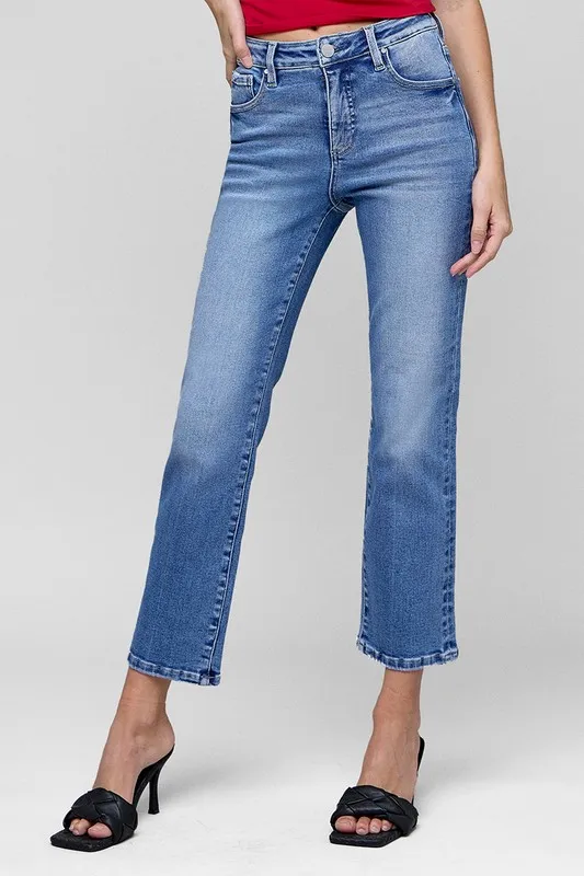 Full Size Tummy Control High Rise Crop Straight Jeans Plus Size, image 2