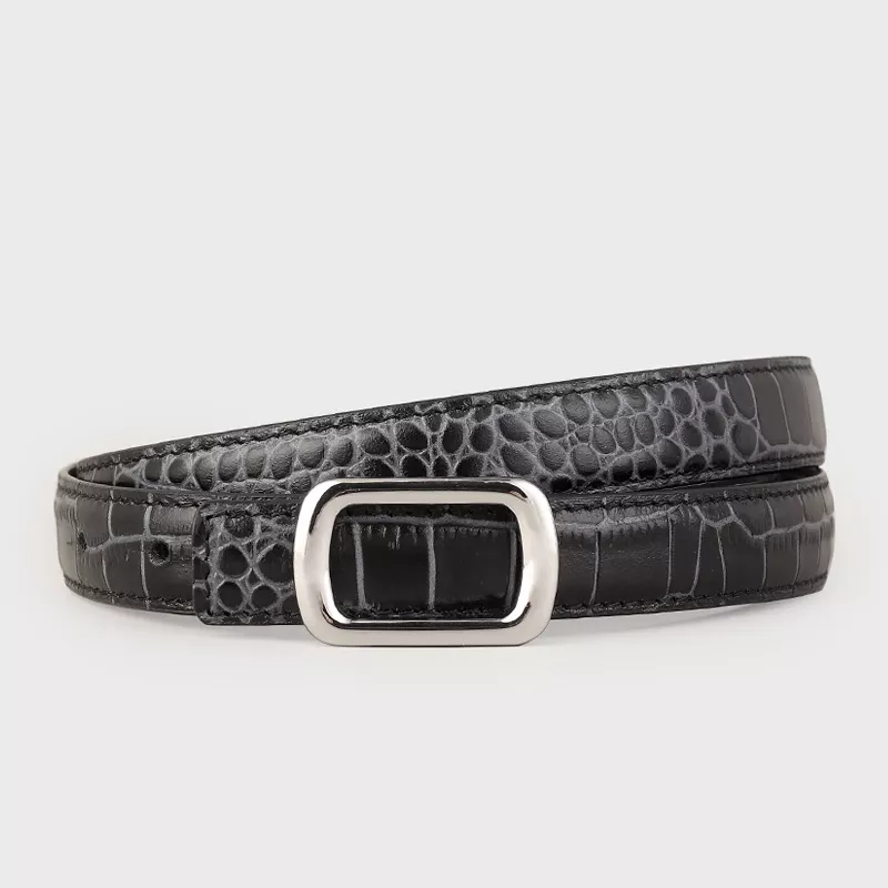 Crocodile Embossed Leather Belt