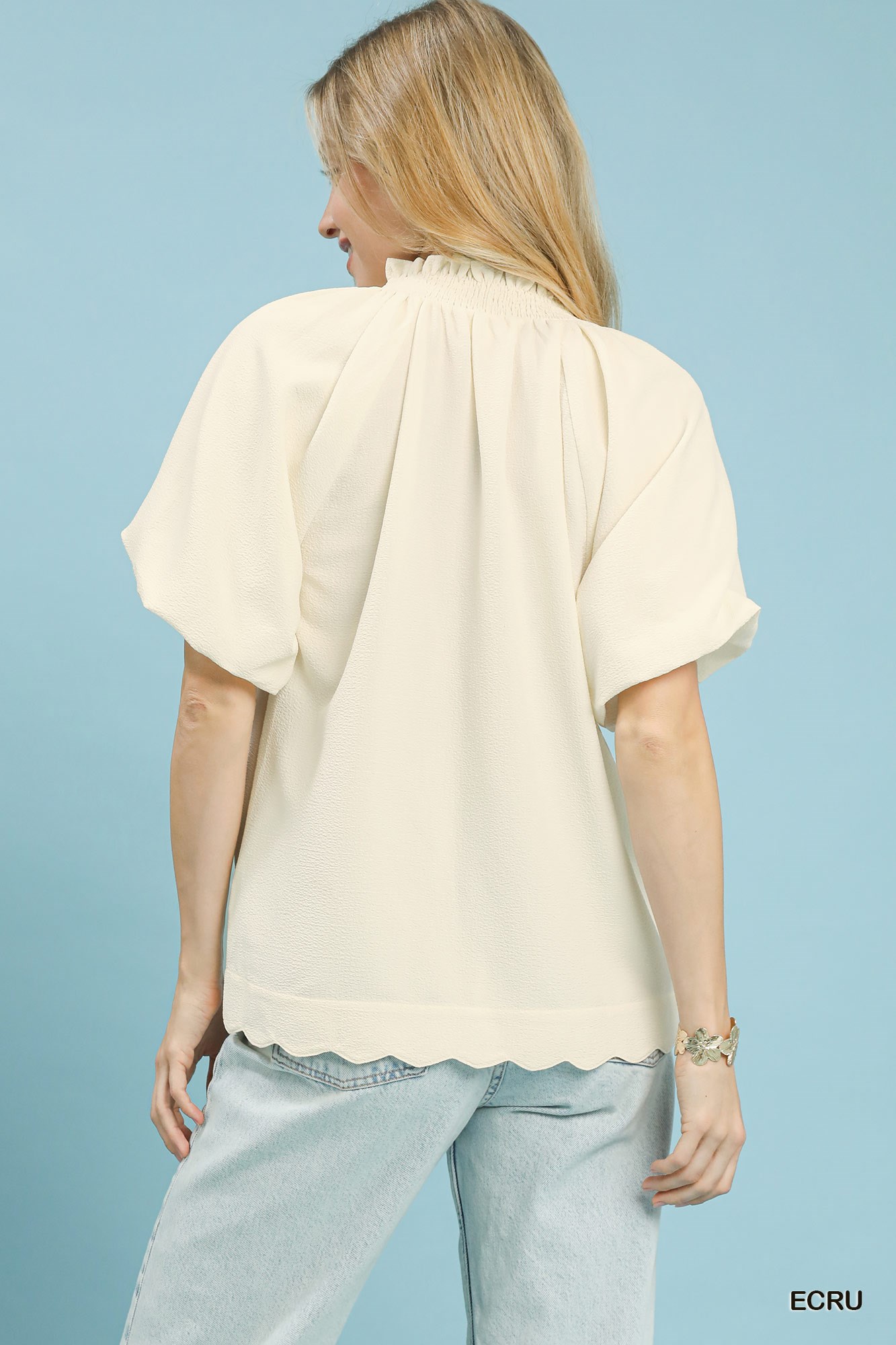 Scalloped Hem Textured Blouse, image 2