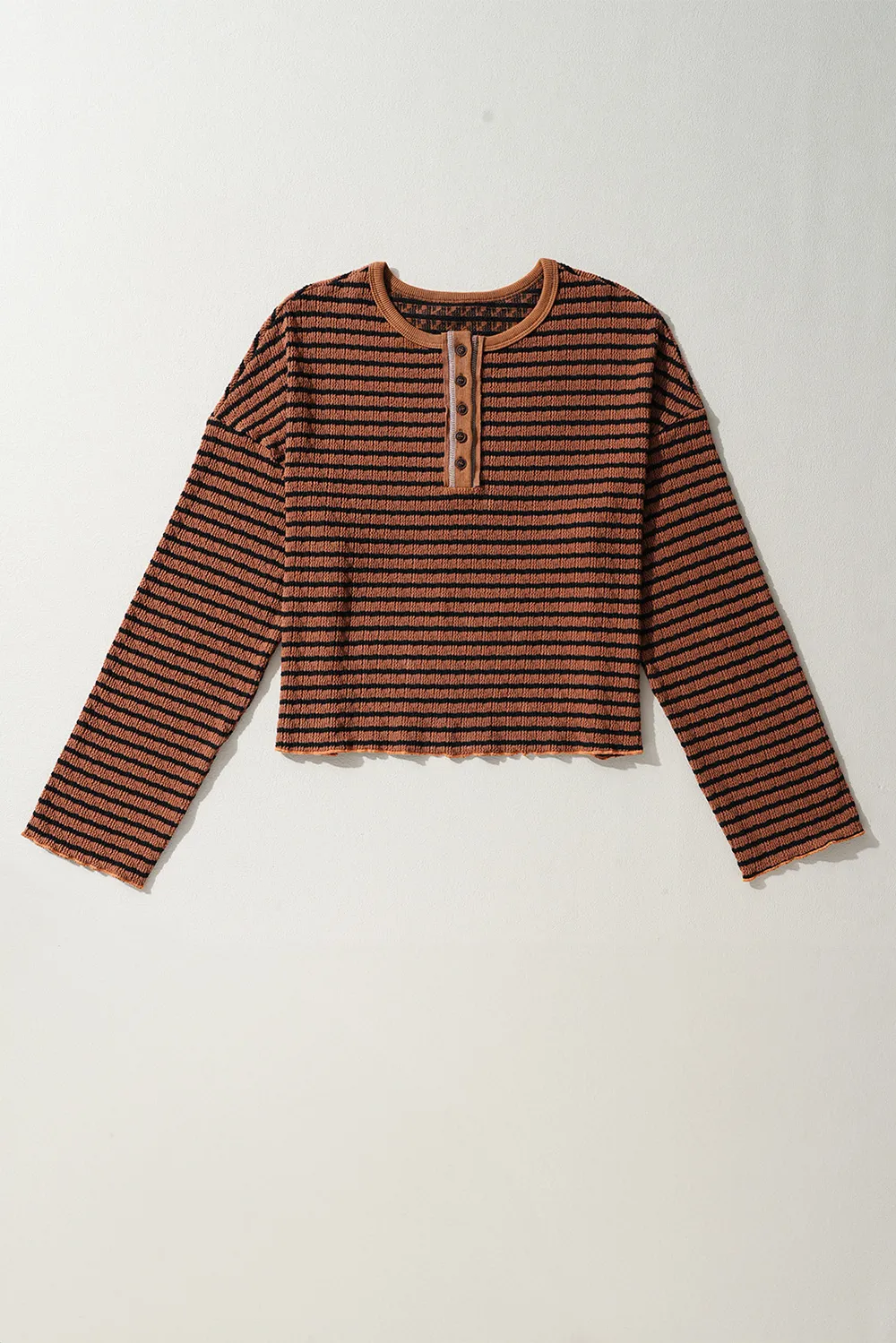 Striped Half Button Long Sleeve Blouse, image 6
