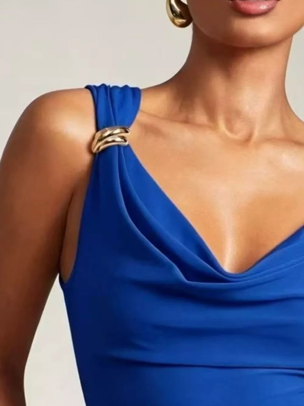 Cowl Neck Tank with Metal Ring Accents, image 5