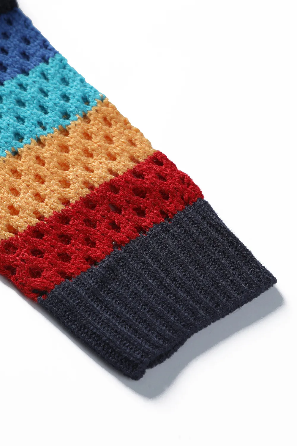 Openwork Color Block Tied Cardigan, image 4