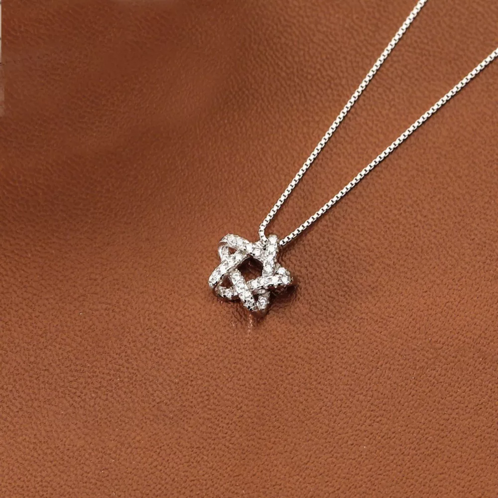 925 Sterling Silver Zircon Star Necklace, image 5