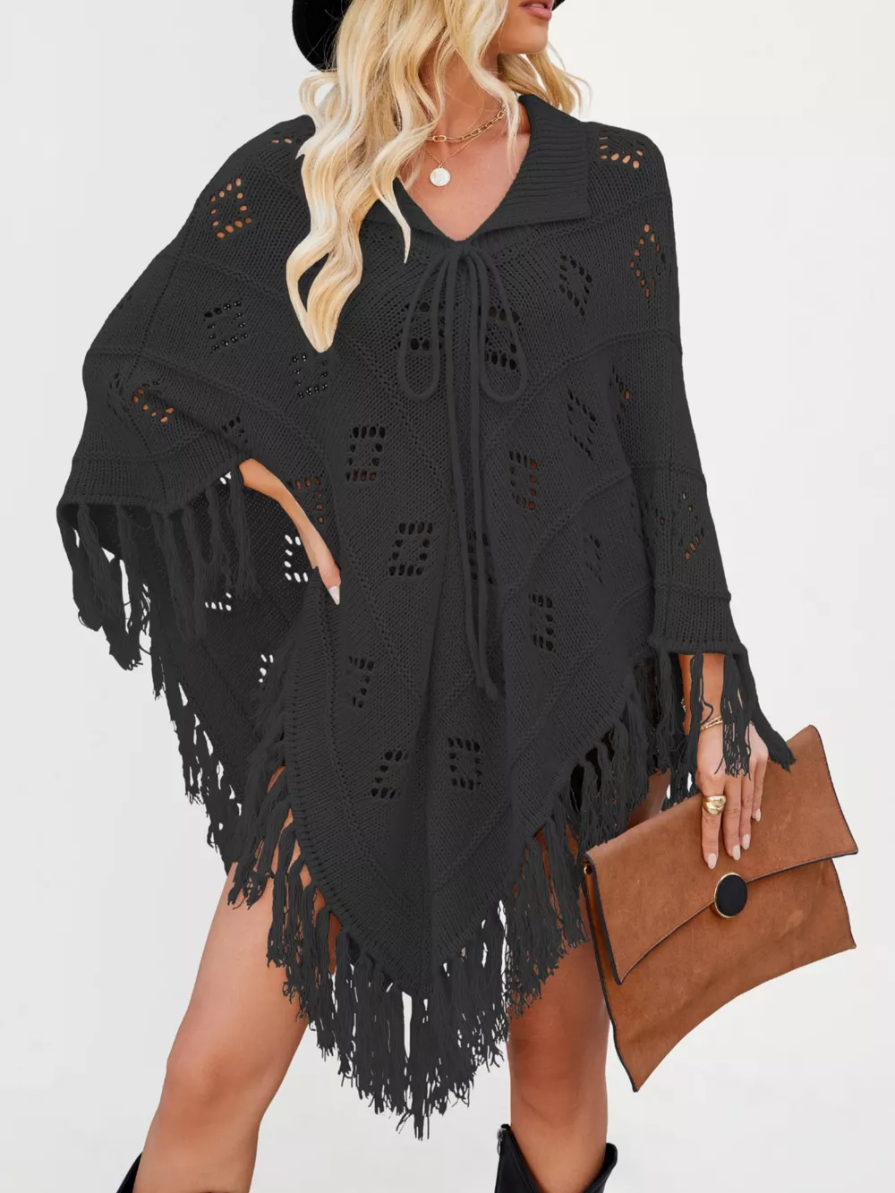 Fringe Openwork Knit Cover Up, image 15
