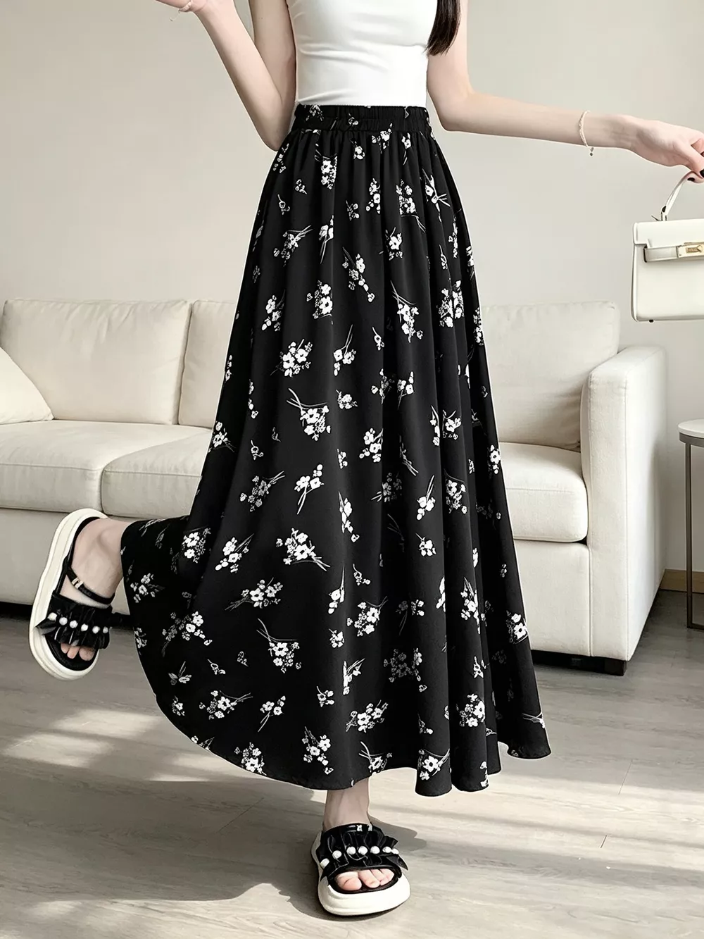 Floral Print A-Line Skirt, image 8