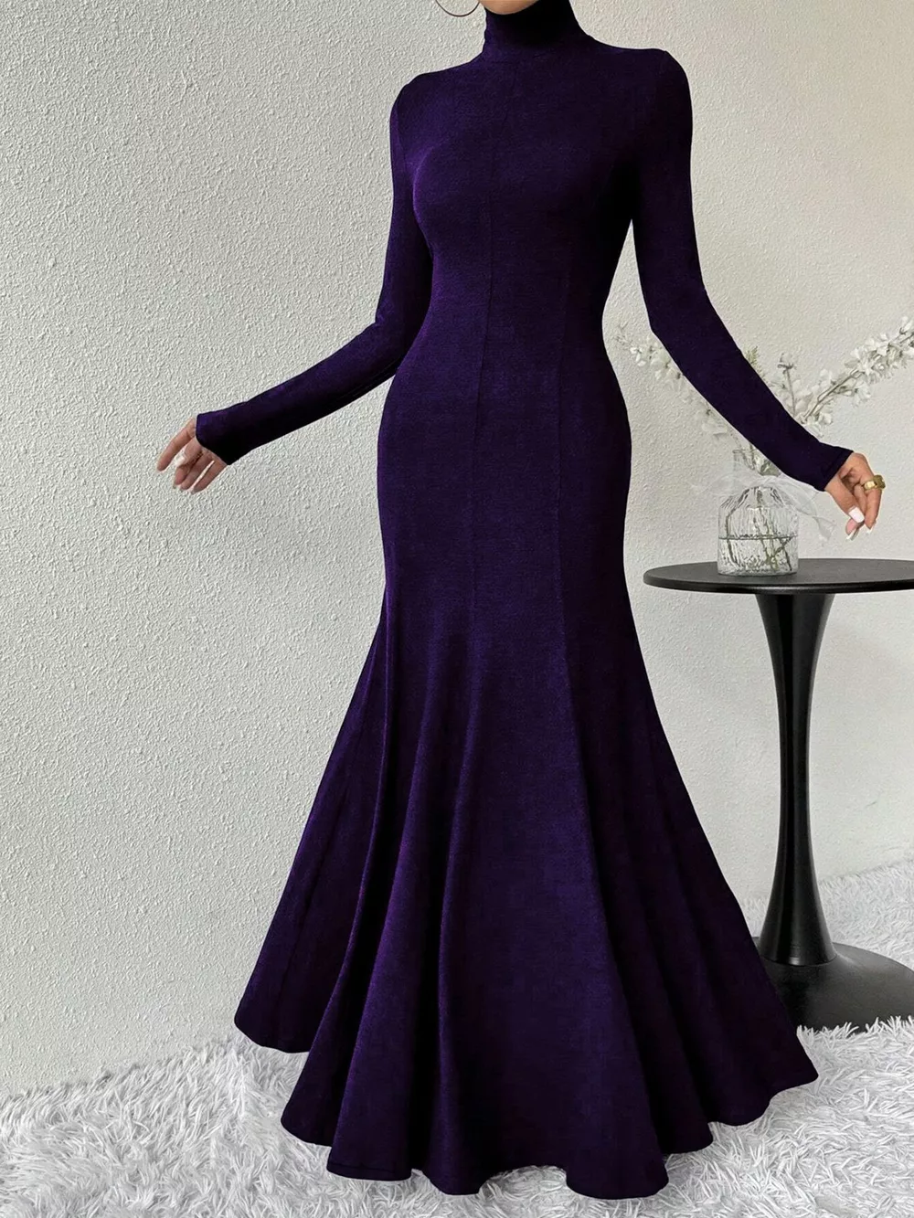 Turtleneck Long Sleeve Maxi Mermaid Dress, image 15