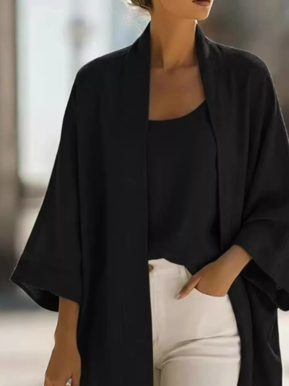 Full Size Open-Front Cardigan and Matching Tank Top Set Plus Size, image 9