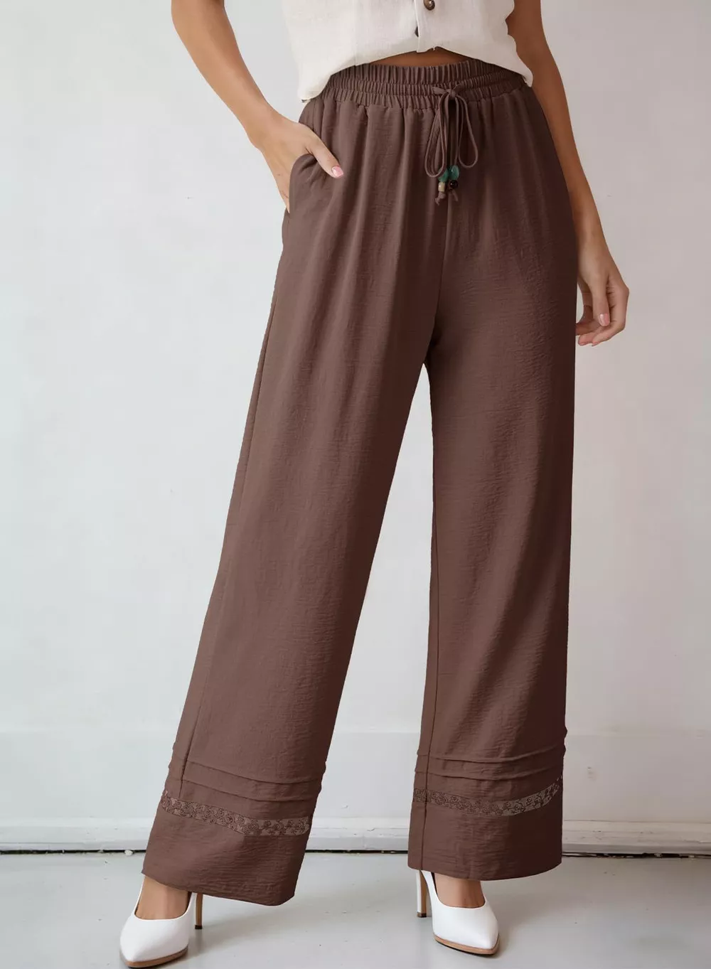 Casual Wide Leg Drawstring Pants, image 15