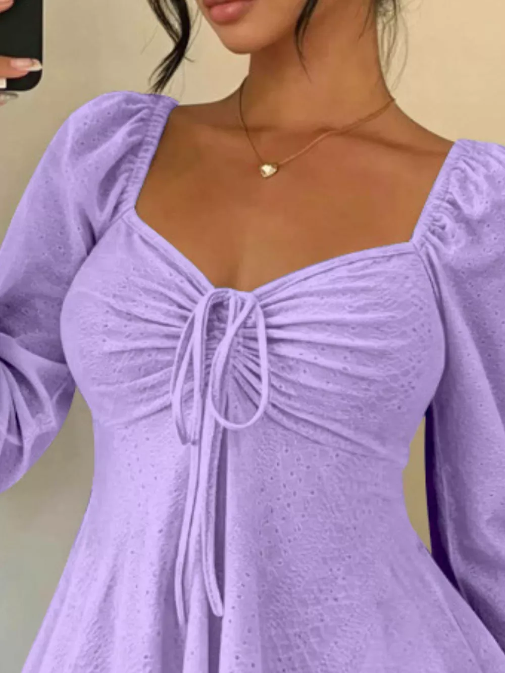 Ruched Sweetheart Neck Long Sleeve Top, image 20