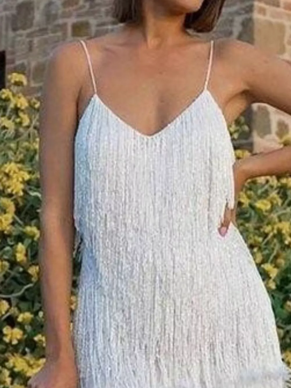 Fringe Feather Hem Mini Dress, image 9