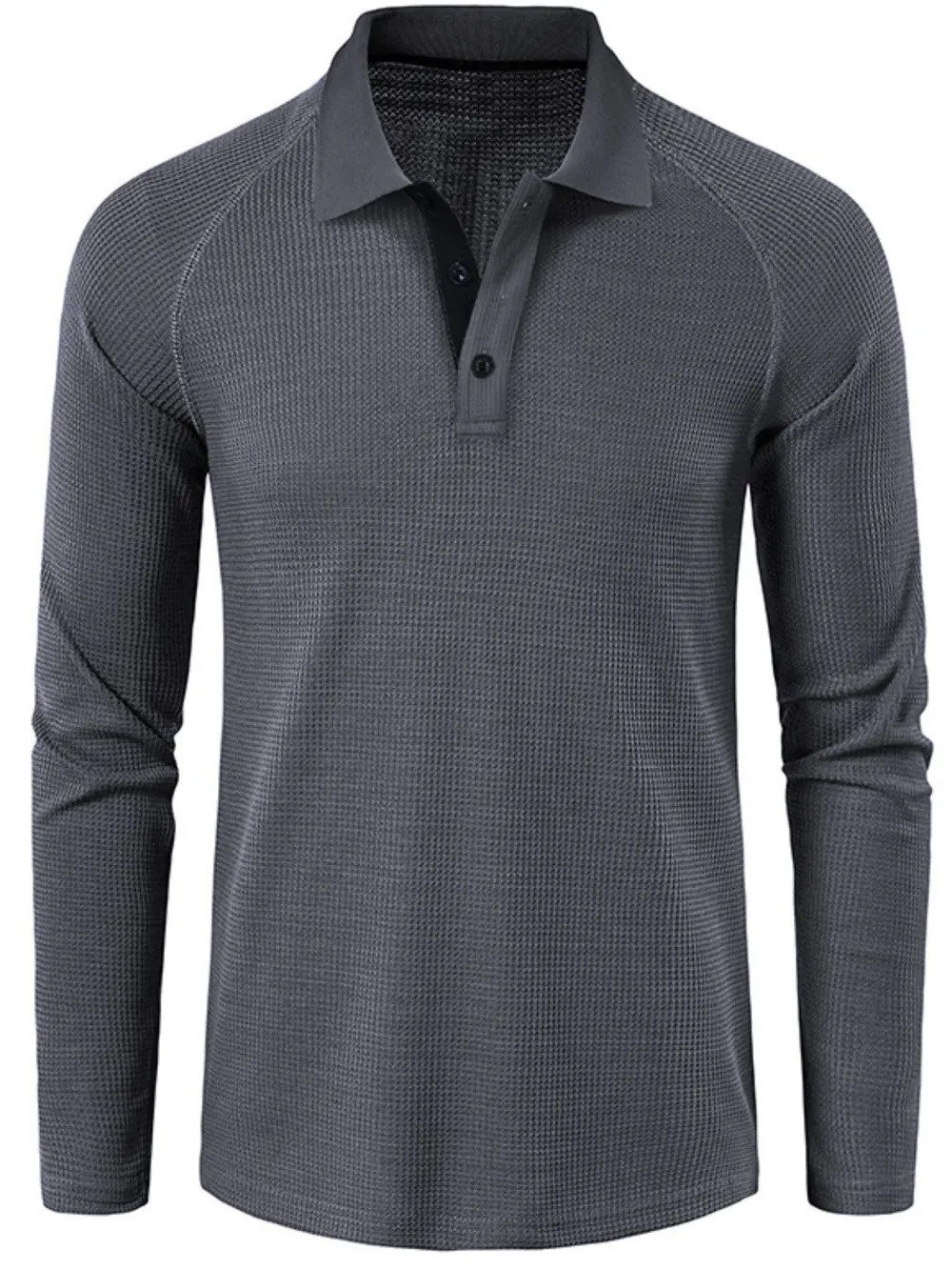Men's Long Sleeve Textured Polo, image 2