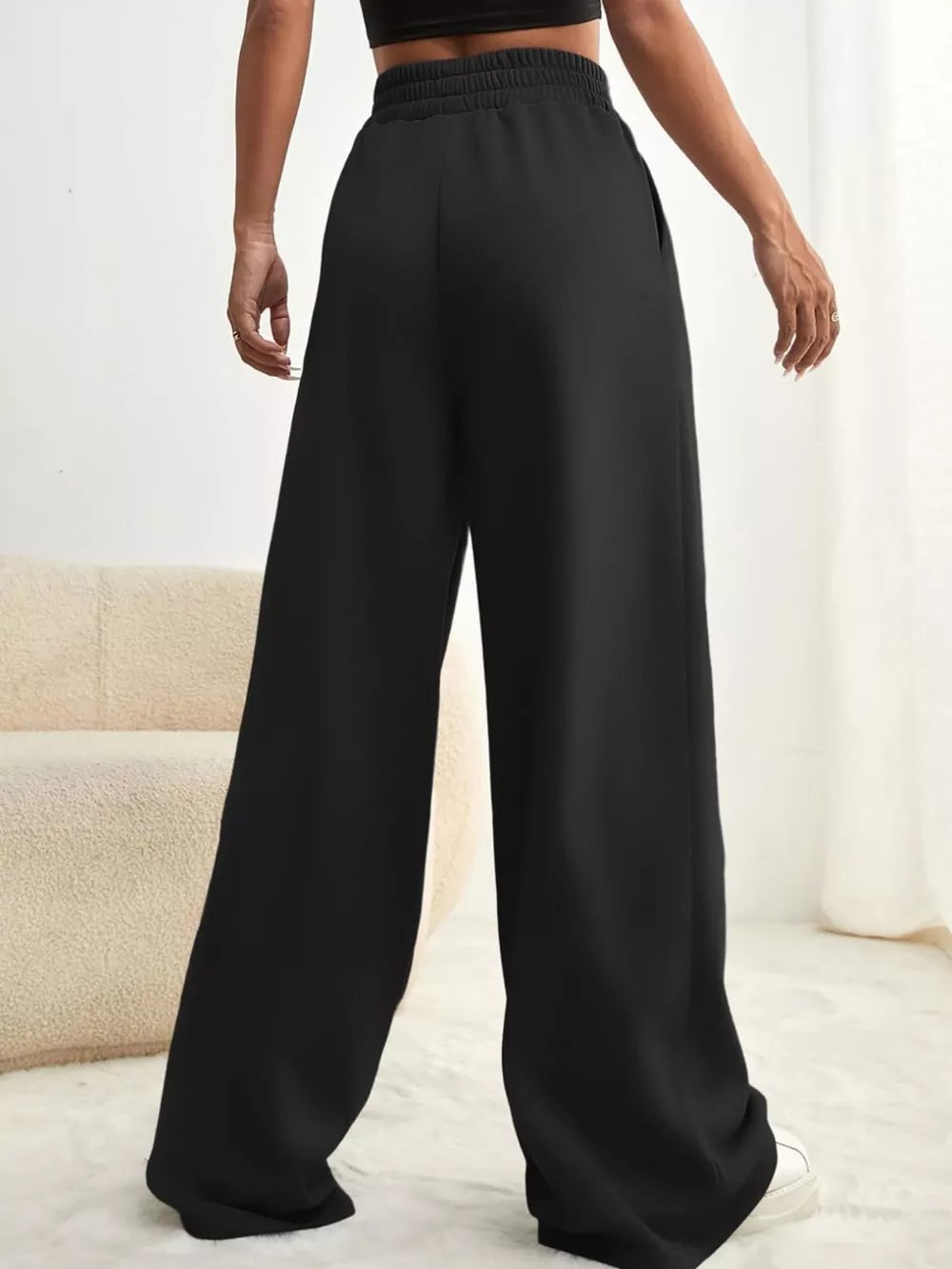 Drawstring Waist Wide Leg Pants, image 6