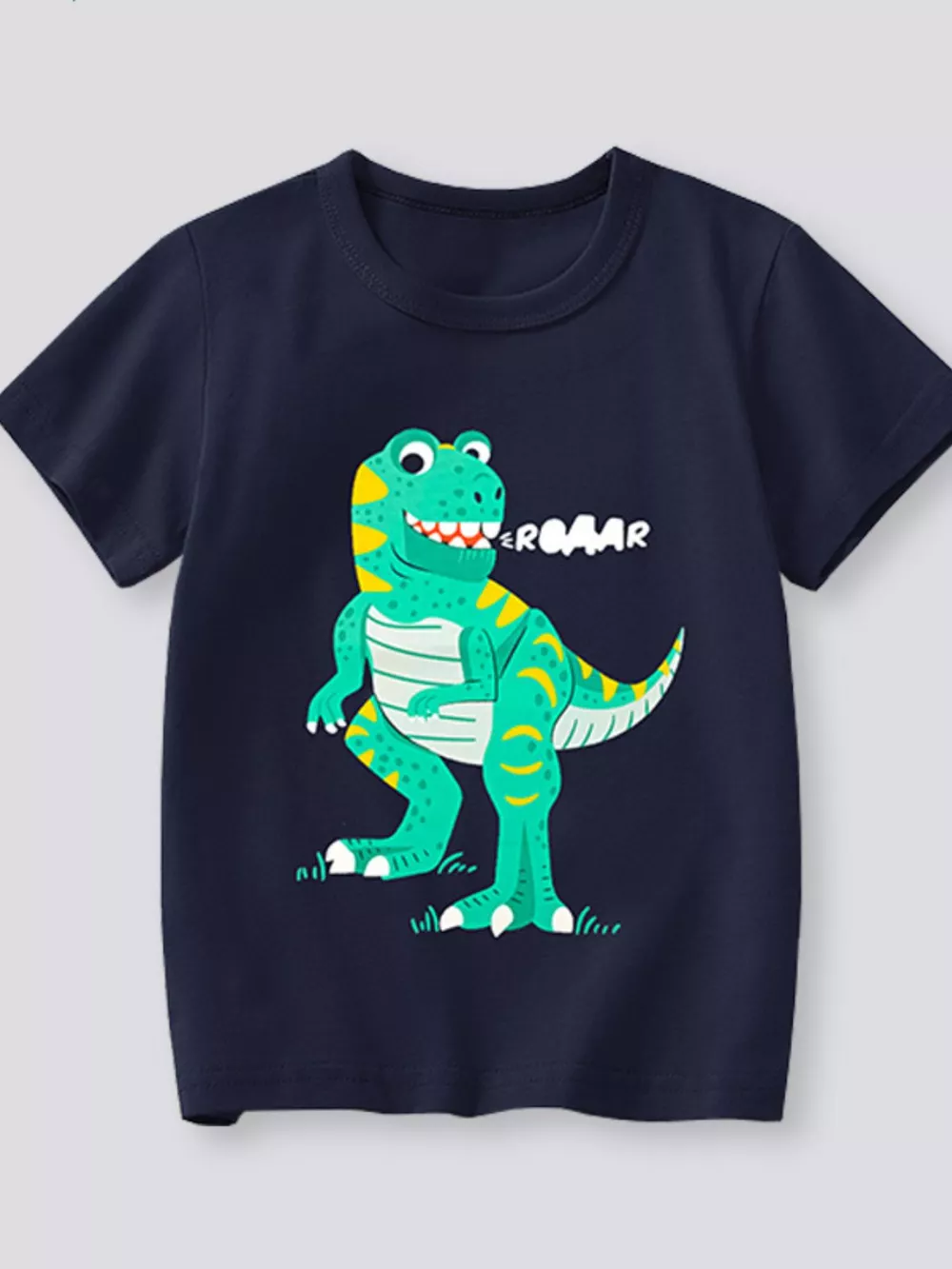 Children's Dinosaur Graphic Round Neck T-Shirt