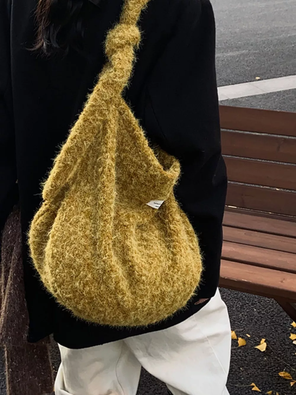 Fuzzy Solid Color Crossbody Bag, image 8